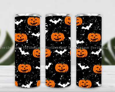 Halloween Pumpkin Tumbler Wrap, Scary Pumpkin Tumbler, Sublimation Tumbler Design Download, Halloween Pumpkin Skinny 20oz Tumbler Wrap Sublimation ToriDesigns 