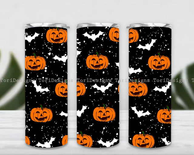 Halloween Pumpkin Tumbler Wrap, Scary Pumpkin Tumbler, Sublimation Tumbler Design Download, Halloween Pumpkin Skinny 20oz Tumbler Wrap Sublimation ToriDesigns 