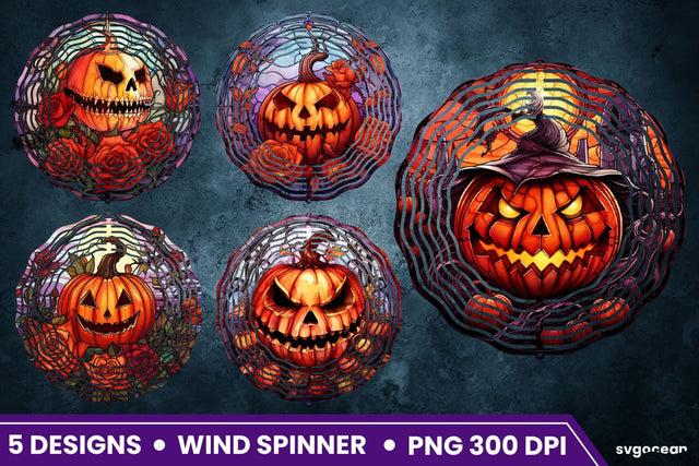 Halloween Pumpkin Wind Spinner | Halloween Sublimation Sublimation SvgOcean 