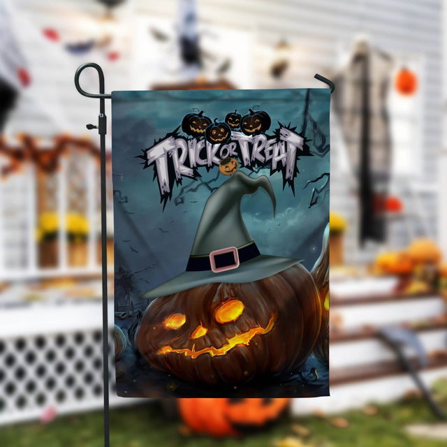 Halloween Pumpkin Witch Trick Or Treat Garden Flag - 12x18 Garden Flag Sublimation Design Download PNG File Instant Download Sublimation CaldwellArt 