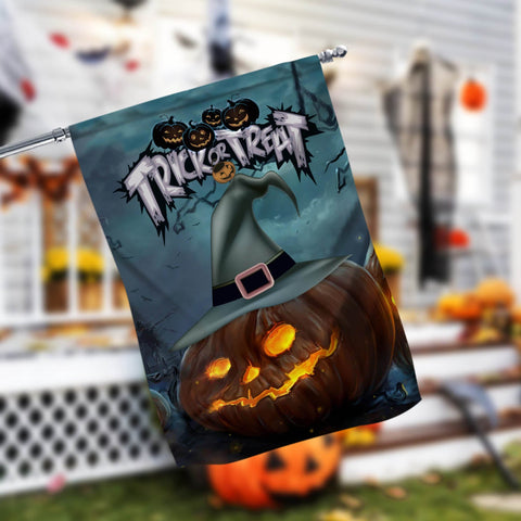 Halloween Pumpkin Witch Trick Or Treat Garden Flag - 12x18 Garden Flag Sublimation Design Download PNG File Instant Download Sublimation CaldwellArt 