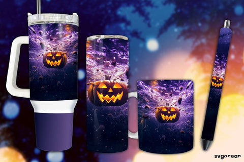 Halloween Pumpkin Wrap Bundle | Tumbler | Mug | Pen Sublimation SvgOcean 