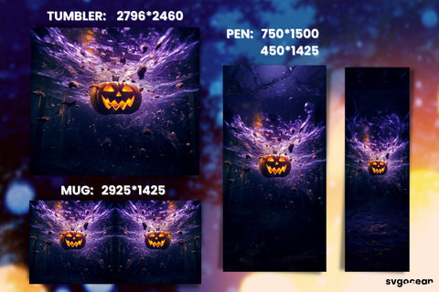 Halloween Pumpkin Wrap Bundle | Tumbler | Mug | Pen Sublimation SvgOcean 