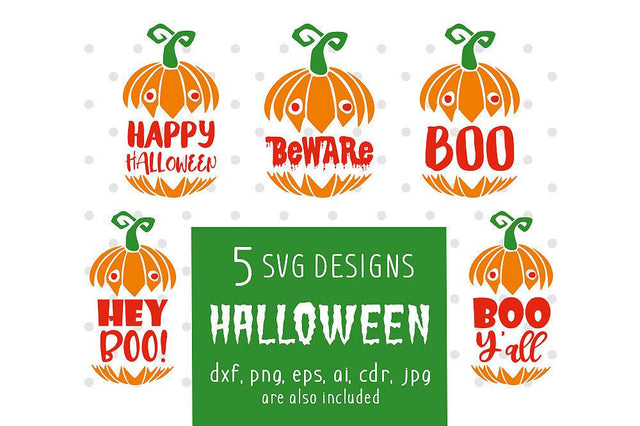 Halloween Pumpkins 5 Designs SVG VectorSVGdesign 