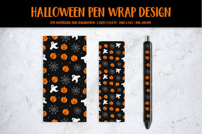 Halloween Pumpkins and Ghosts Pen Wrap Sublimation Design Sublimation LaBelezoka 