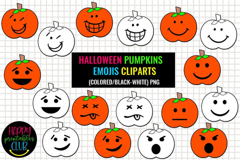 Halloween Pumpkins Emojis Cliparts- Halloween Pumpkins Cute SVG Happy Printables Club 