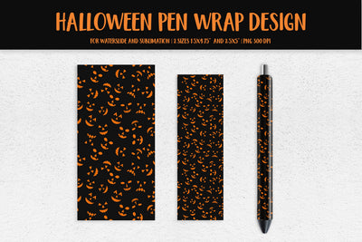 Halloween Pumpkins Faces Pen Wrap Design. Sublimation or Waterslide Sublimation LaBelezoka 