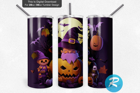 Halloween Pumpkins Gnomes 20 oz / 30 oz Tumbler PNG Sublimation Regulrcrative 