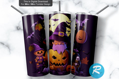 Halloween Pumpkins Gnomes 20 oz / 30 oz Tumbler PNG Sublimation Regulrcrative 
