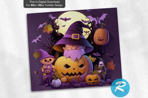 Halloween Pumpkins Gnomes 20 oz / 30 oz Tumbler PNG Sublimation Regulrcrative 