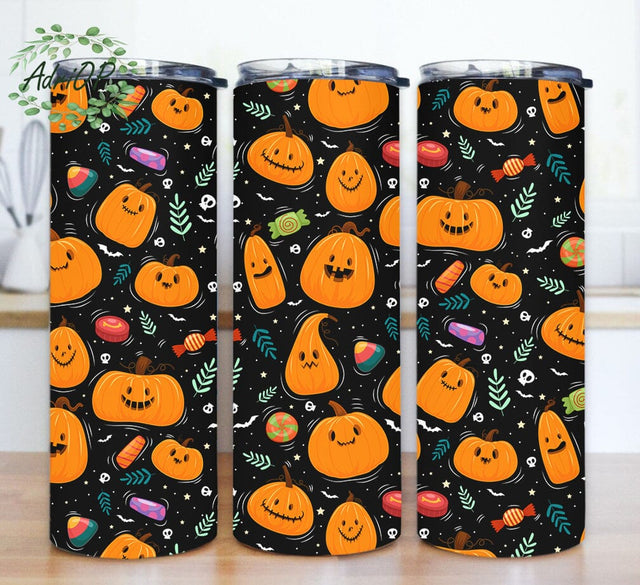 Halloween Pumpkins Tumbler Design, Halloween 20oz Skinny Tumbler, Pumpkins Candy Tumbler Wrap, Halloween Sublimation Design, Digital Download Sublimation AdriOP 