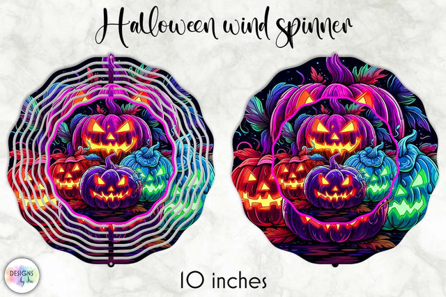Halloween Pumpkins Wind Spinner Design Sublimation Designs by Ira 