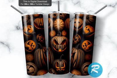 Halloween Pumpkins Wood 20 oz / 30 oz Tumbler PNG Sublimation Regulrcrative 