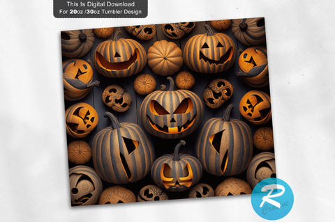 Halloween Pumpkins Wood 20 oz / 30 oz Tumbler PNG Sublimation Regulrcrative 