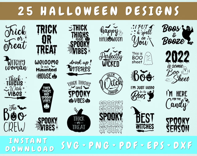Halloween Quote SVG Bundle, 25 Designs, Halloween SVG Cut Files, Halloween Saying SVG SVG HappyDesignStudio 