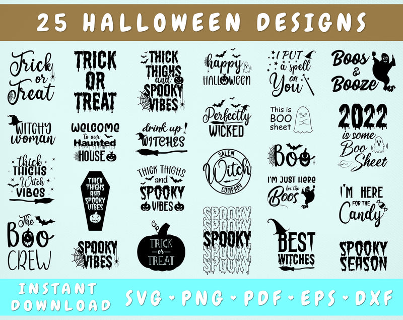 Halloween Quote SVG Bundle, 25 Designs, Halloween SVG Cut Files ...