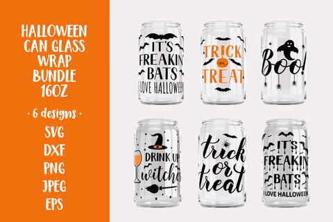 Halloween Quotes Can Glass Wrap SVG. Glass Can Wrap Bundle SVG LaBelezoka 