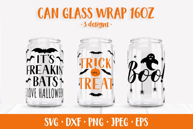 Halloween Quotes Can Glass Wrap SVG. Glass Can Wrap Designs SVG LaBelezoka 