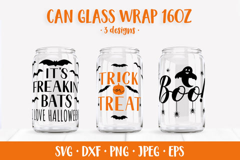 Halloween Quotes Can Glass Wrap SVG. Glass Can Wrap Designs SVG LaBelezoka 