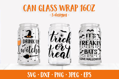 Halloween Quotes Glass Can Wrap SVG. Can Glass Wrap Designs SVG LaBelezoka 
