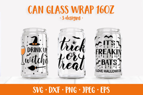 Halloween Quotes Glass Can Wrap SVG. Can Glass Wrap Designs SVG LaBelezoka 