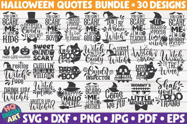 Halloween Quotes SVG Bundle | 30 designs SVG HQDigitalArt 
