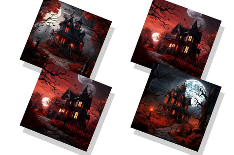Halloween Red Moon Gothic House Bundle Sublimation Regulrcrative 