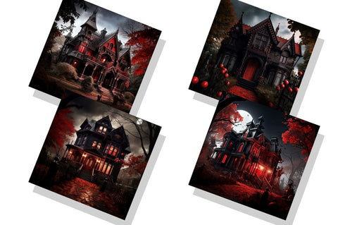 Halloween Red Moon Gothic House Bundle Sublimation Regulrcrative 