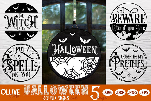 Halloween Round Door Sign Bundle SVG SVG Ollive Studio 