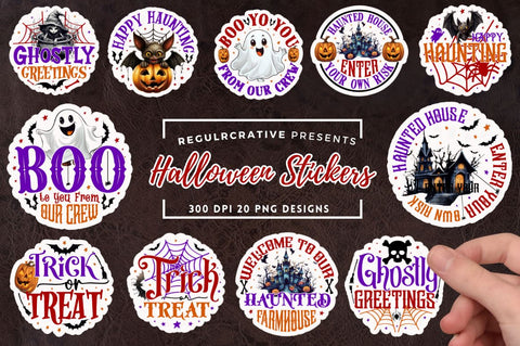 Halloween Round Shape Stickers Bundle Sublimation Regulrcrative 