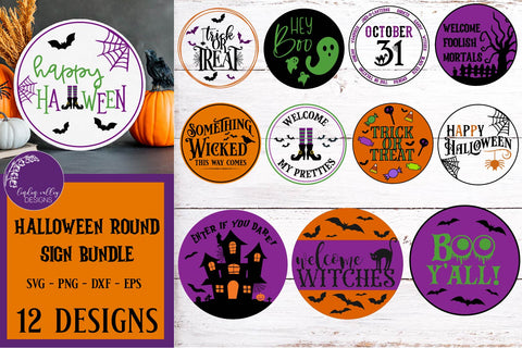 Halloween Round Sign Bundle-Halloween SVG Bundle SVG Linden Valley Designs 