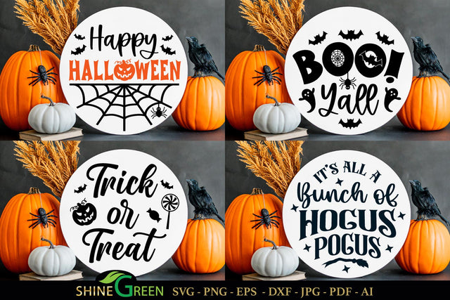 Halloween Round Sign Bundle SVG Cut Files SVG Shine Green Art 