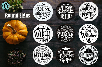 Halloween Round Sign Bundle. SVG Sign SVG Crazy Craft 