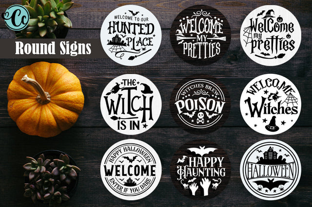 Halloween Round Sign Bundle. SVG Sign SVG Crazy Craft 