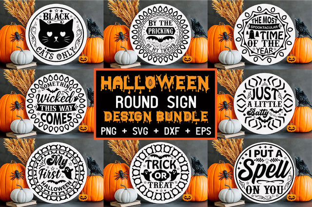 Halloween Round Sign Design Bundle SVG Rupkotha 