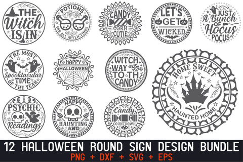 Halloween Round Sign Design Bundle SVG Rupkotha 