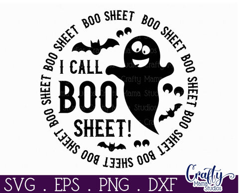 Halloween Round Sign Funny Svg, I Call Boo Sheet SVG Crafty Mama Studios 