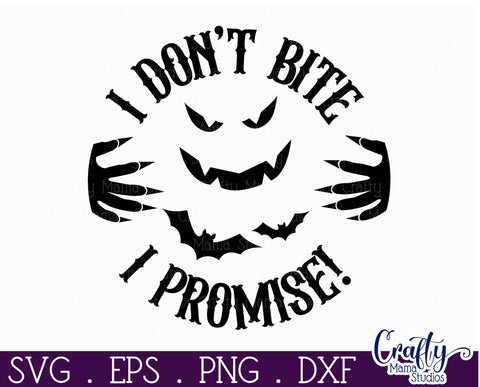 Halloween Round Sign Funny Svg, I Don't Bite I Promise SVG Crafty Mama Studios 