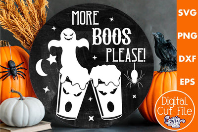 Halloween Round Sign Funny Svg, More Boos Please SVG Crafty Mama Studios 