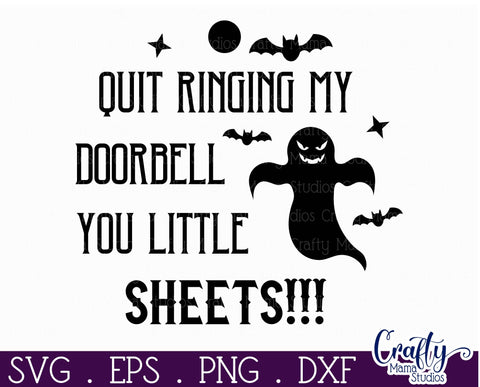 Halloween Round Sign Funny Svg, Quit Ringing My Doorbell SVG Crafty Mama Studios 