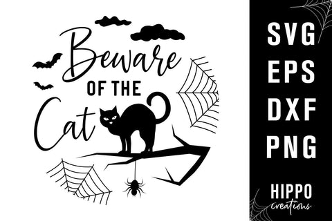 Halloween Round Sign SVG Beware of the Cat Halloween SVG SVG Hippo Creations 