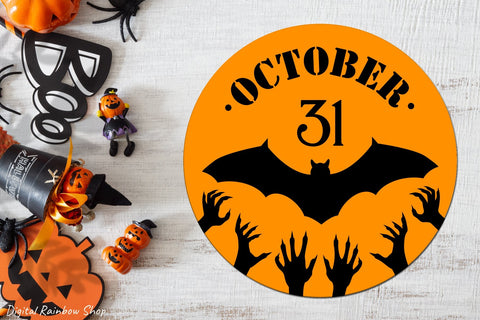 Halloween round sign svg bundle, farmhouse halloween svg SVG Digital Rainbow Shop 