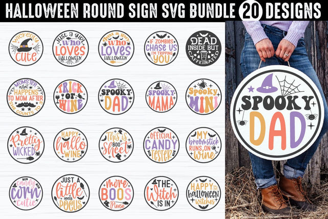 Halloween Round Sign SVG Bundle SVG akazaddesign 