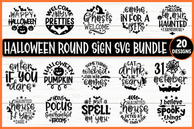 Halloween Round Sign SVG Bundle SVG akazaddesign 