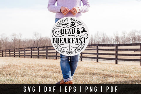Halloween Round Sign SVG - Dead & Breakfast SVG SVG CraftLabSVG 