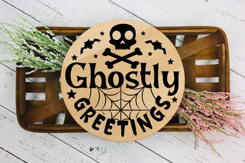 Halloween Round Sign SVG | Ghostly Greetings SVG SVG CraftLabSVG 