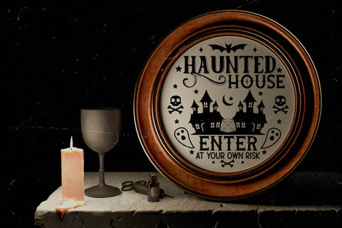 Halloween Round Sign SVG | Haunted House SVG SVG CraftLabSVG 