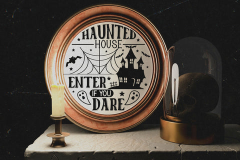 Halloween Round Sign SVG - Haunted House SVG SVG CraftLabSVG 