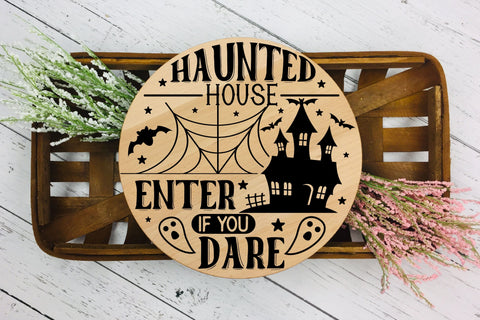 Halloween Round Sign SVG - Haunted House SVG SVG CraftLabSVG 