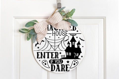 Halloween Round Sign SVG - Haunted House SVG SVG CraftLabSVG 
